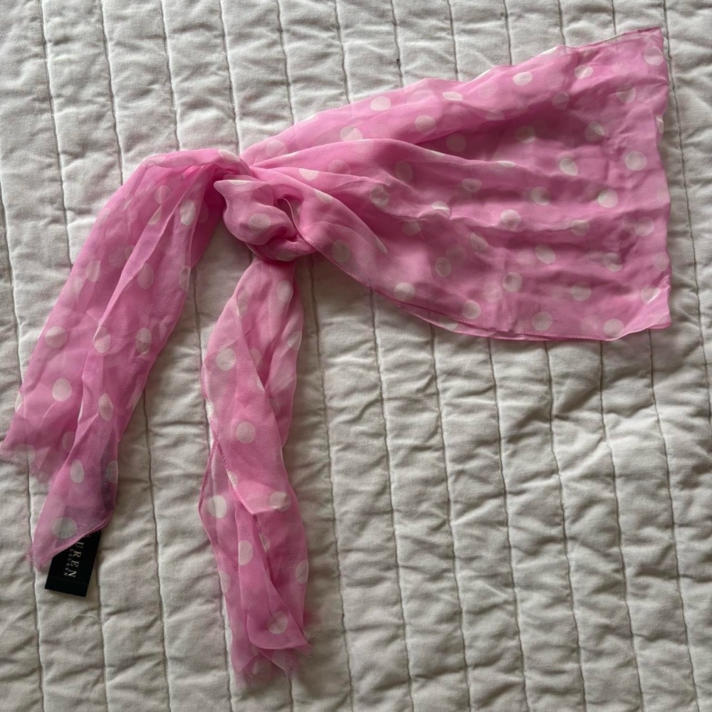 Pink Ralph Lauren Polka Dot Scarf